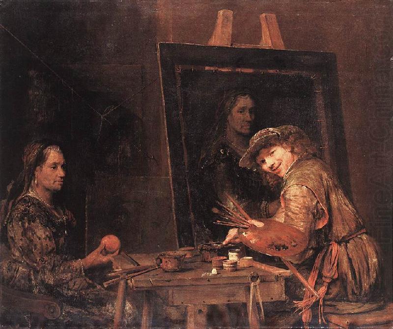 Self-Portrait at an Easel Painting an Old Woman  sgh, GELDER, Aert de